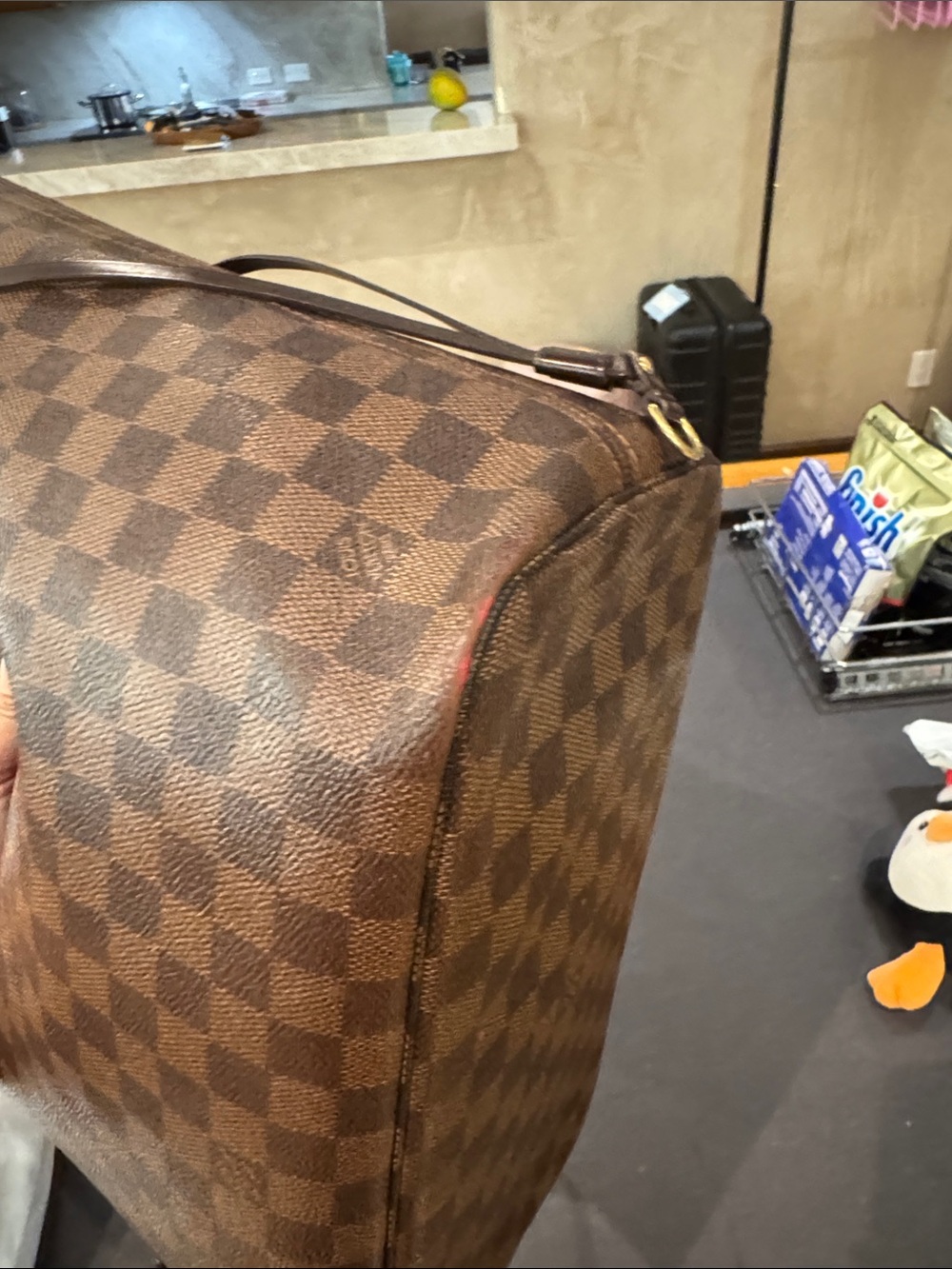 Lv Nevwrfull Mm Brown Checkered Tote Bag - Picture 14 of 16